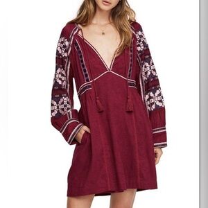 $148 NWT Free People All My Life Mini Dress Size M Light Purple Embroidery Boho